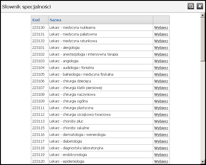 slownik_specjalnosci